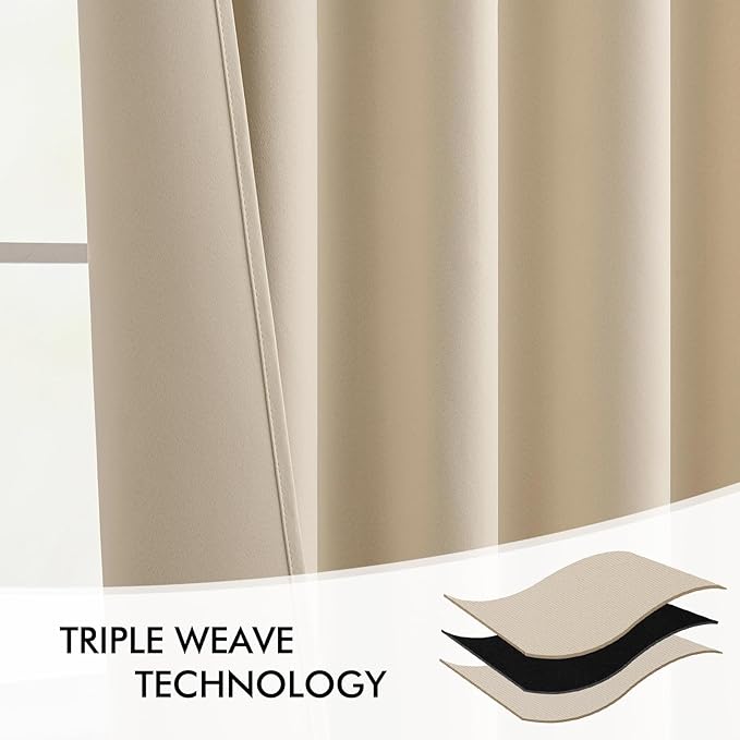 MIULEE Cream Beige Back Tab Light Blocking Curtains 78 Inch Length 2 Panels Set - Image 7