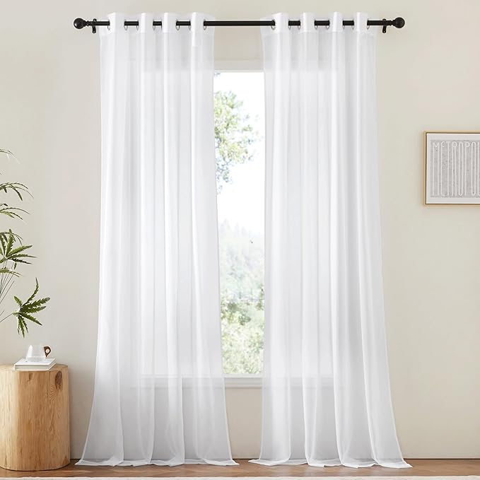 NICETOWN White Sheer Curtains & Drapes 96 inches Long by NICETOWN