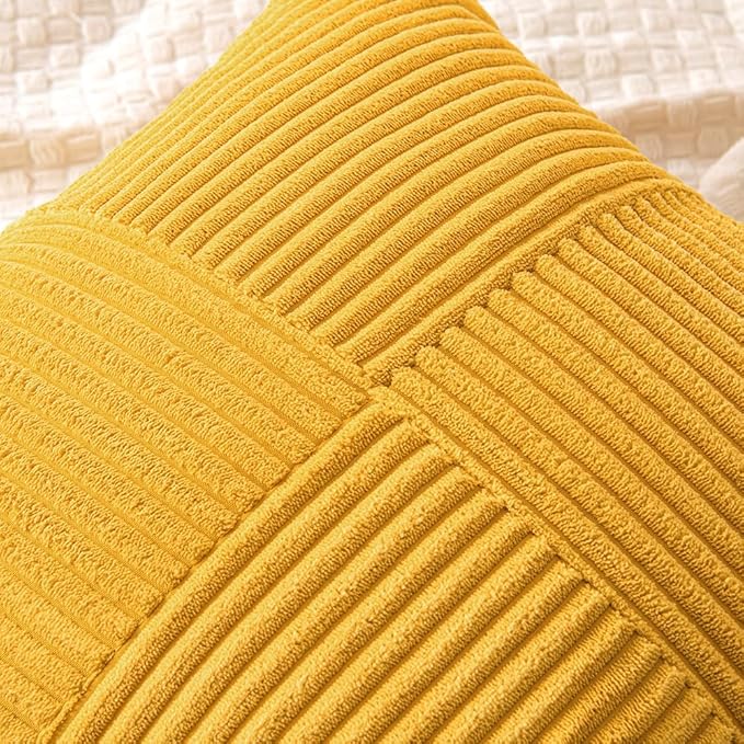 MIULEE Mustard Yellow Decorative Throw Pillow Covers 20x20 Inch - Image 2