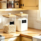 Etolies 2-Pack Large Borosilicate Glass Pantry Jars with Lids & Handle, 3.7 Qt (120 oz) BPA-Free Square Food Storage Containers for Flour, Cereal, Rice, Pasta, Oats, Sugar & Coffee