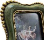 2.5x3.5 Small Vintage Picture Frame, Tiny Antique Green Ornate Photo Frame, for Tabletop and Wall Display, Decorative Retro Home Decor, Old Fashioned Photo Gallery Art