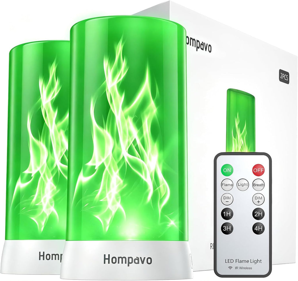 Hompavo 【Upgraded】 Flame Lights with Remote, Timer, 4-Mode Rechargeable