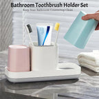 Toothbrush Holder for Bathroom, Kids Toothbrush Holder with Cups, Electric Toothbrush Holder for Bathroom Decor, Kids Bathroom Accessories Set with Toothpaste Holder, Pink & Blue