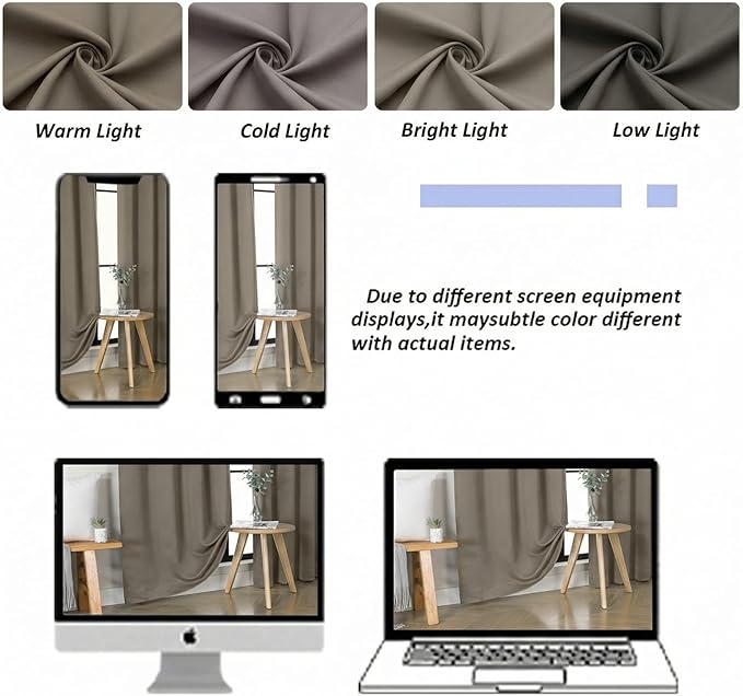 Simplebrand Ava Latte Short 36 Inches Blackout Curtain 2 Panels Set, Half - Image 8