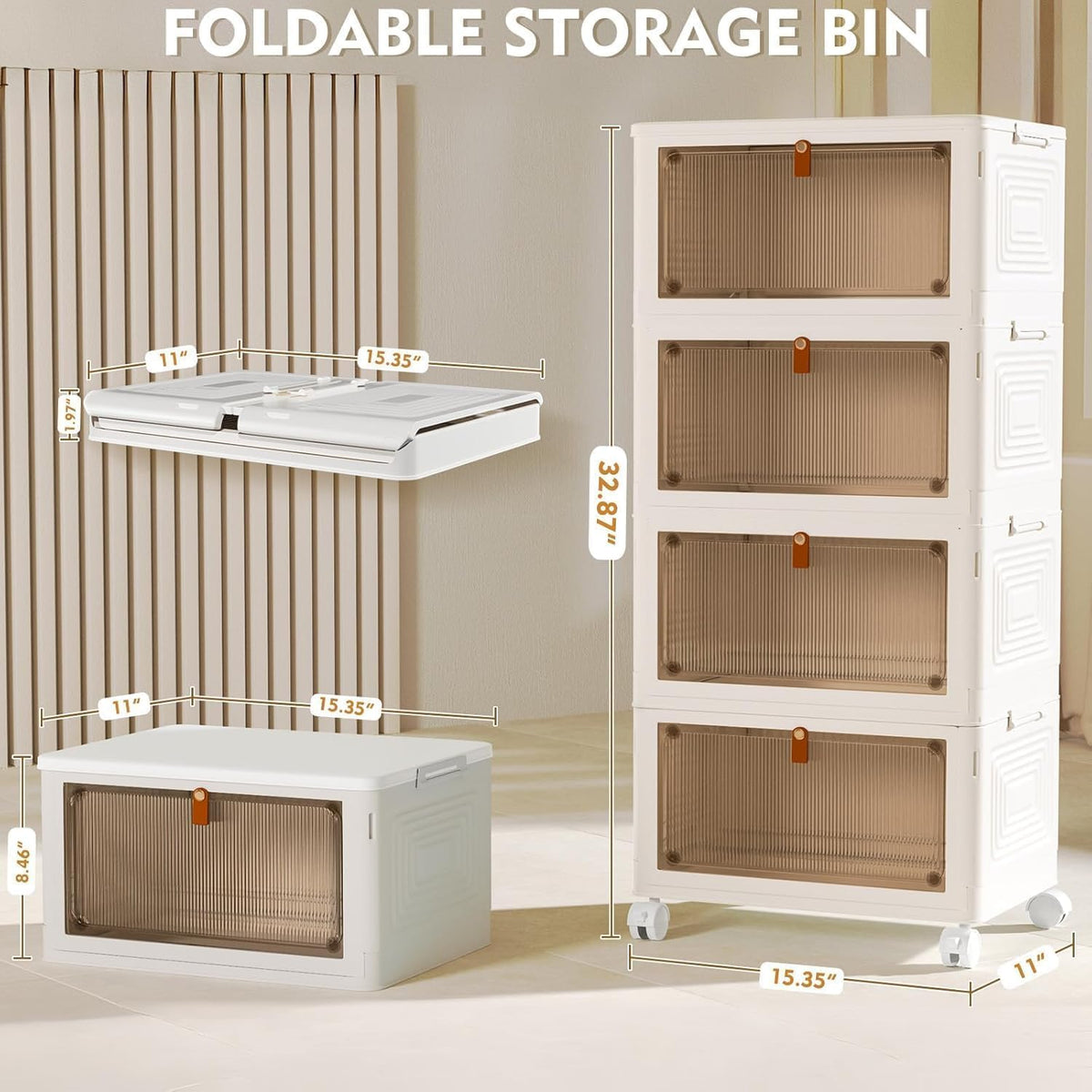 YFXCVSL 4 Tier Plastic Storage Bins with Lid 23.5QT, Stackable Storage Bins