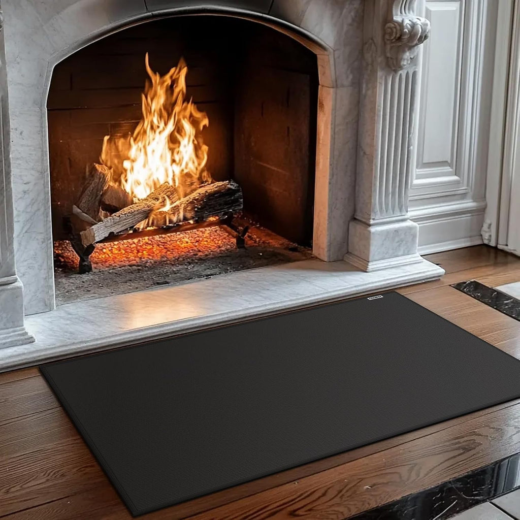 Fire Resistant Hearth Rug, 48 x 28 Inch Fireplace Mat, Brown