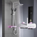 BEITH Thermostatic Shower System, 4 Piano Keys UFO Shower Faucet Set, 31x20cm Square Shower Set, Digital Display, 360° LED Ambient Light, Hydroelectric Power, with Bathtub Faucet (Brushed Gold)