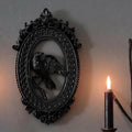 Amyhill Raven Gothic Ornate Frame Wall Decor, 3D Raven Resin Oval Art