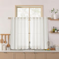 Nanspring 45 Inch Beige White Curtains Linen by Nanspring