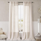 Beige Flax Linen Curtains 84 inches Long by Nanspring