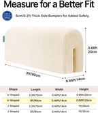 AEOCOO Bed Rail Bumpers for Toddlers, U-Shaped 3 Ft Kid Bed Bumpers, Beige