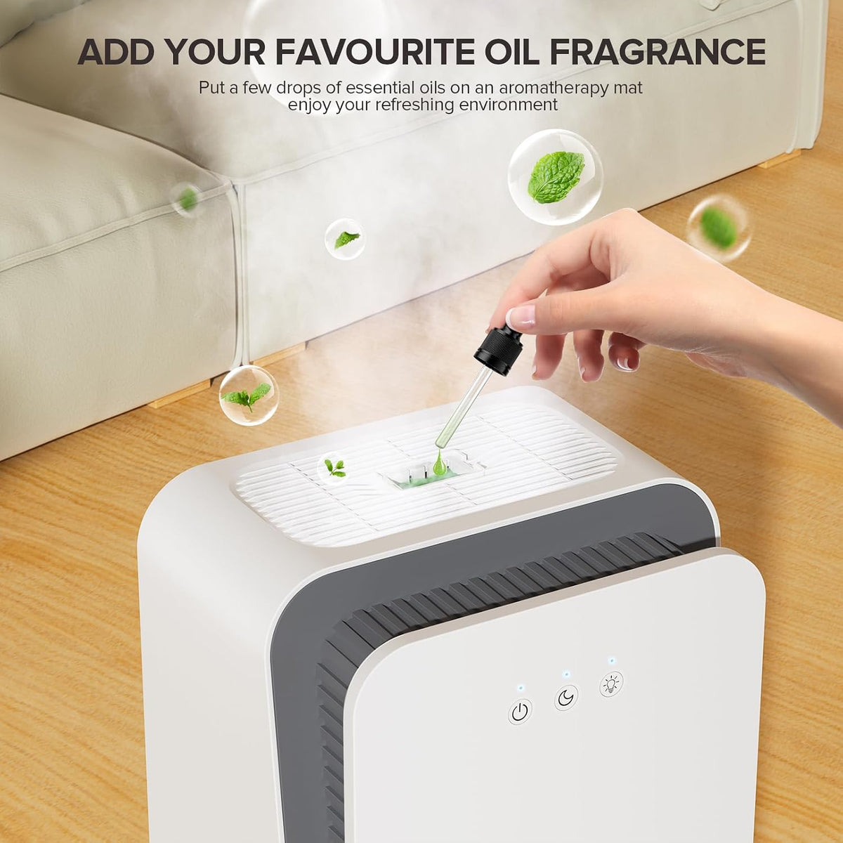 Dehumidifier, 1000 sq.ft Dehumidifier for Home with Auto Shut Off, Dehumidifier with Aromatherapy, Ultra-Quiet Sleep Mode, 7-Color Light for Bedroom Bathroom Basement Closet (CS08-White)