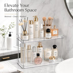 2 Tier Clear Bathroom Counter Organizer, Vanity Organizer for Skincare Makeup Perfume, Multi-Purpose Storage Shelf for Bathroom Kitchen Bedroom