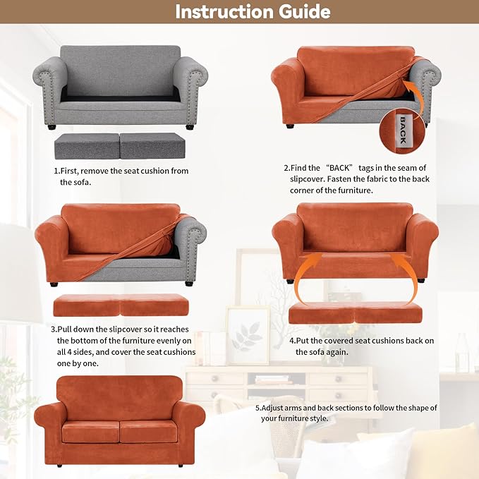 WEERRW Velvet Couch Covers for 2 Cushion Couch Sofa - Image 6