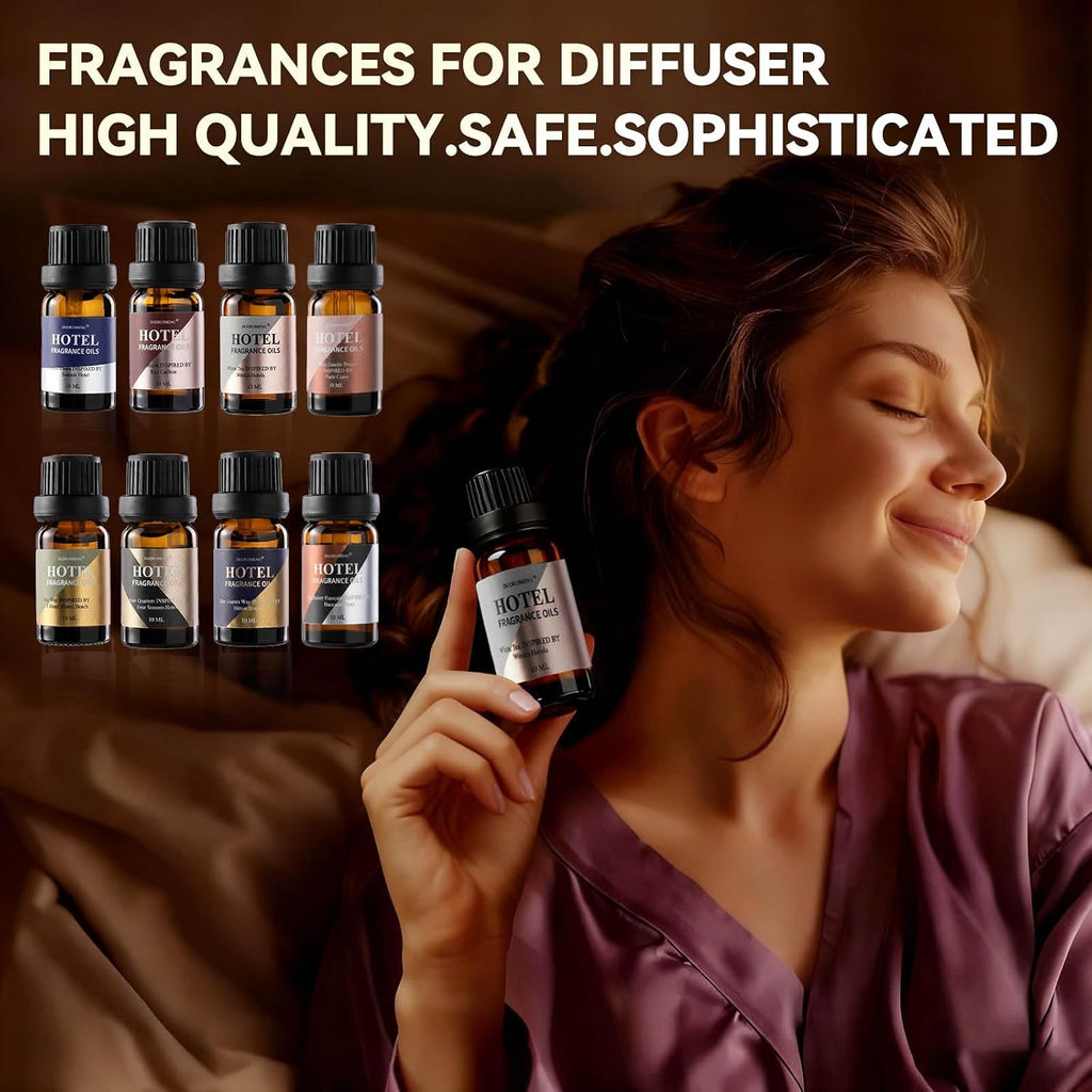 Hotel Diffuser Oil Gift Set - Inspired by 5-Star Hotel Scents - My Way,Ritz - C,White Tea,Baccarat,Four Seasons,Hilton,Beachfront Villa,Paris Coast, Fragrance Oil Set