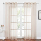 NICETOWN Taupe Sheer Curtains 96 inches Long, Grommet Voile Textured Airy Sheer by NICETOWN