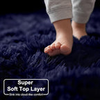 Dark Navy Round Rugs 5Ft for Teen Boys Bedroom, Circular Fluffy Shag Fuzzy - Image 2
