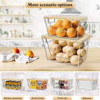 4 Set Stackable Storage Plastic Container with Removable Bamboo Cover