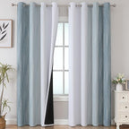 Estelar Textiler Stone Blue and Grayish White Blackout Curtains 108 Inches Long by ESTELARTEXTILER