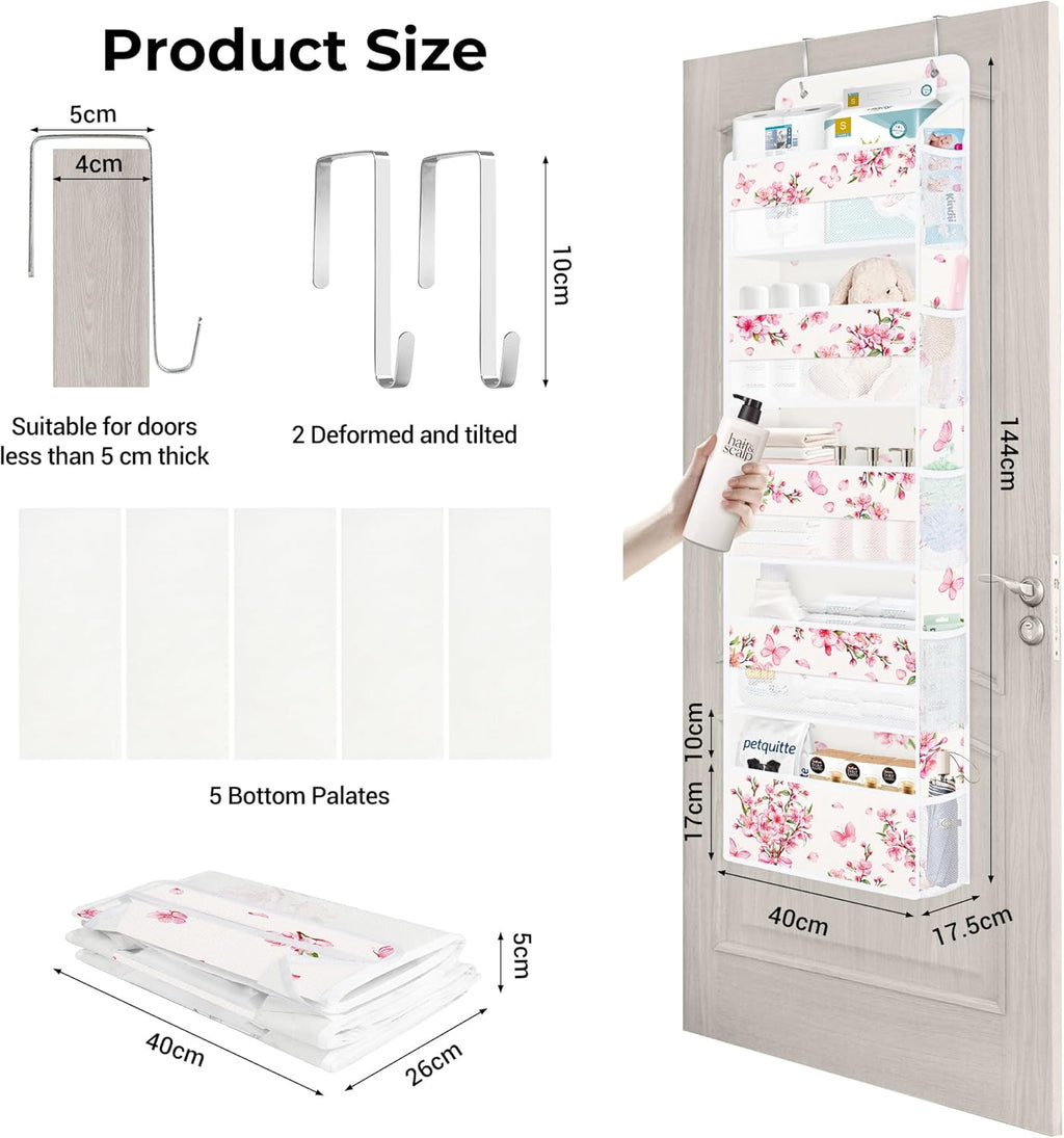 Clastyle Over the Door Organizer Diaper Toy Nursery Hanging Shelf, Flower