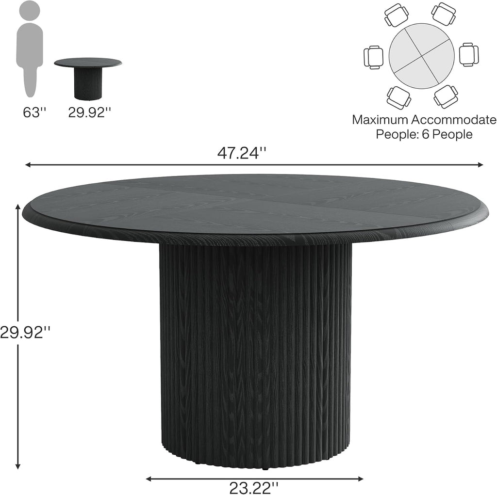 Tribesigns 47" Round Dining Table for 4, Farmhouse Kitchen Table with Metal Base, Modern Small Dinner Table for Dining Room,Kitchen (Chairs Not Included)