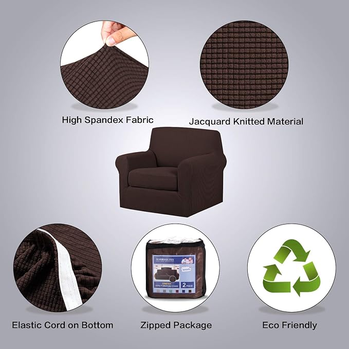 H.VERSAILTEX 2-Pieces Chair Cover Slipcover Furniture Protector Armchair Cover - Image 4