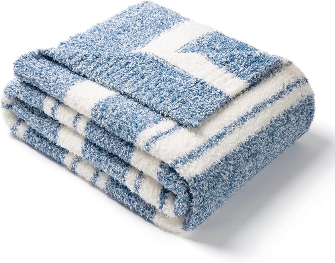 Snuggle Sac Stripe Blue Blankets Luxurious Microfiber Fabric, Reversible Super by SnuggleSac