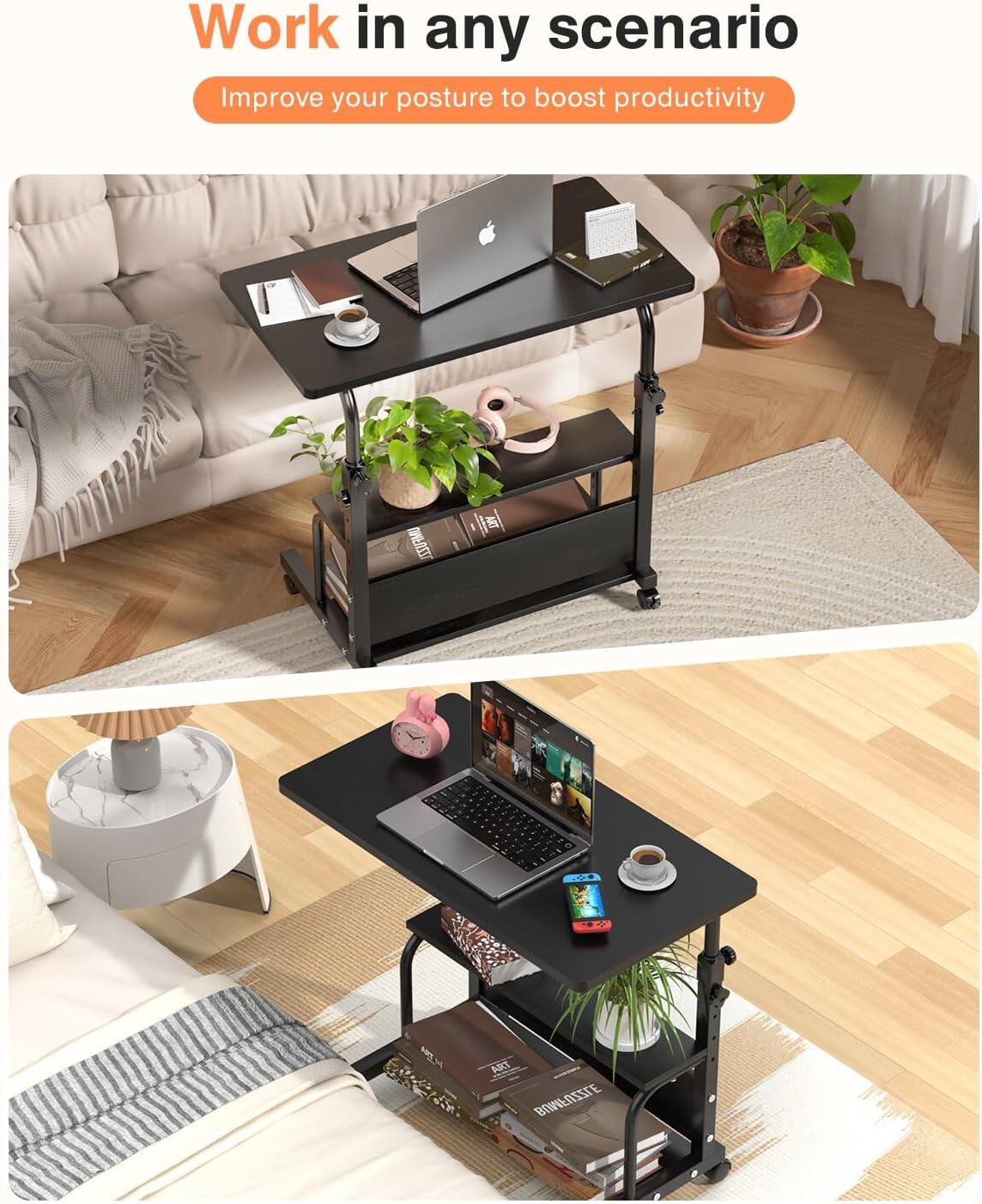 QZMDSM Portable Rolling Desk on Wheels