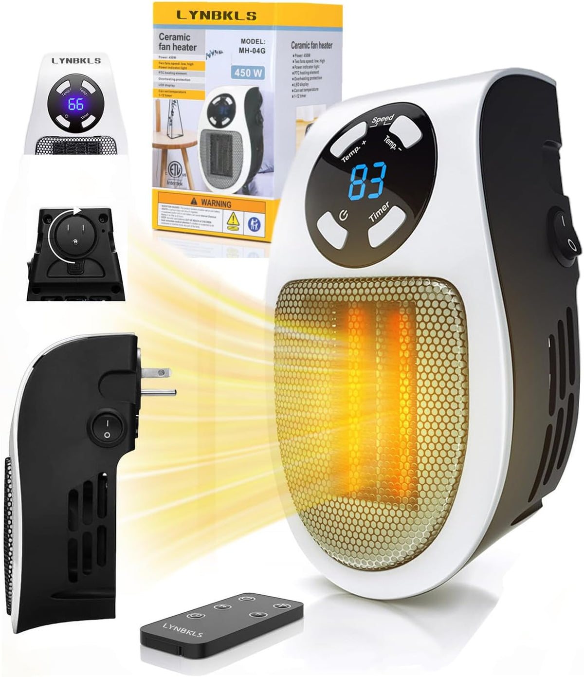 Smart Plug in Heater for Indoor Use,450W Wall Outlet Space Heater