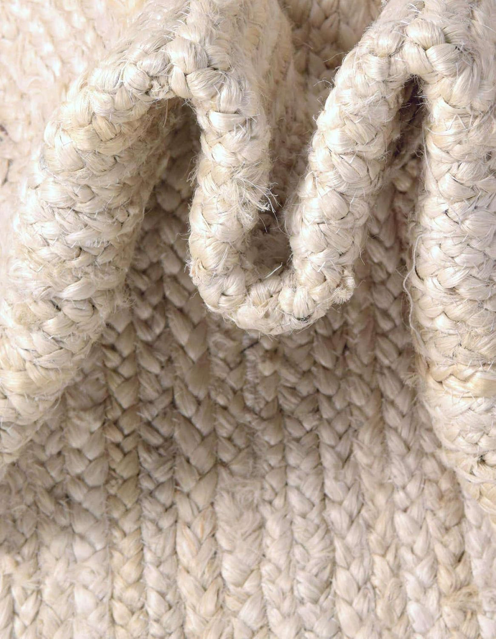 Unique Loom Braided Jute Collection Area Rug - Dhaka (1' 2" x 6' 1" Table Runner, White)