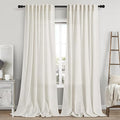 Linen Cream Curtains 113 Inch Extra Long by Nanspring