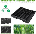 Pipishell Expandable Bamboo Silverware Drawer Organizer, Black, Large