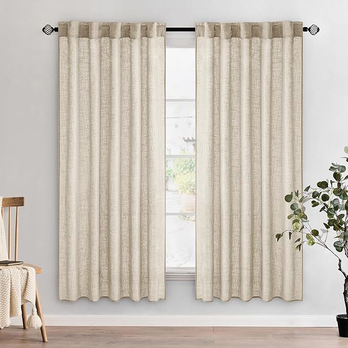 MIULEE Beige Linen Curtains 72 Inch Length 2 Panels by MIULEE