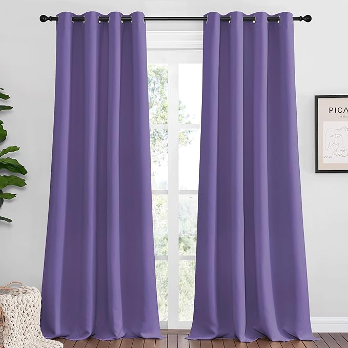 NICETOWN Lilac Purple Blackout Curtains 120" Long by NICETOWN