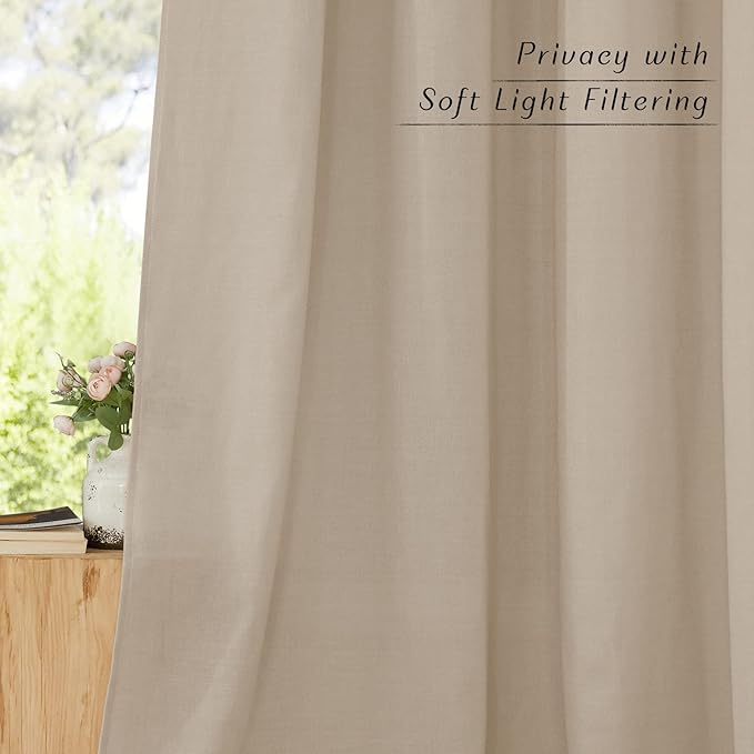 NICETOWN Rustic Linen 102 inch Long Curtains - Image 7