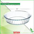 SIMAX Glass Pie Pan for Baking, 10.25 Inch Deep Round Pie Plate Dish Great For Apple, Pumpkin, Holiday Pies, Fluted Pie Holder, Oven Safe Tray, Borosilicate Glass Cake Tin