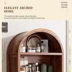 Ieejdn 71" Tall Arched Kitchen Pantry,Modern Fluted Wood Storage Cabinet with Doors,Adjustable Shelves,Organizer, Versatile Cupboard for Kitchen,Living Room,Dining Room,Bathroom,Brown