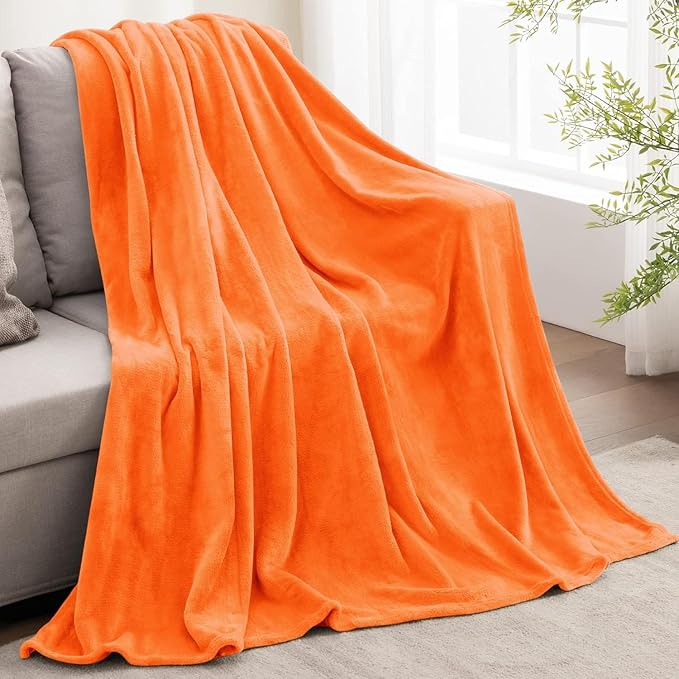 BEDELITE Fleece Blanket Twin Size Orange Throw Blanket - Image 9