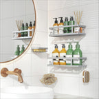 Adhesive Shower Caddy, Silver, 3 Pack