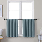 Simplebrand Ava Stone Blue Short 24 Inches Blackout Curtain 2 Panels Set by Simplebrand