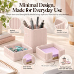 Aesthetic Desk Organizer Set,3-Piece Sturdy Plastic Office Accessories