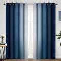Yakamok Blue and Greyish White Ombre Curtains, Room Darkening Gradient Color by Yakamok