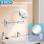 Auxmir 8" Double-Sided Wall-Mounted Makeup Mirror, 1X/30X Magnifying Mirror