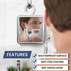 MIRRORVANA Hanging Fogless Shower Mirror for Shaving, 6.3" x 6.3" (Chrome)