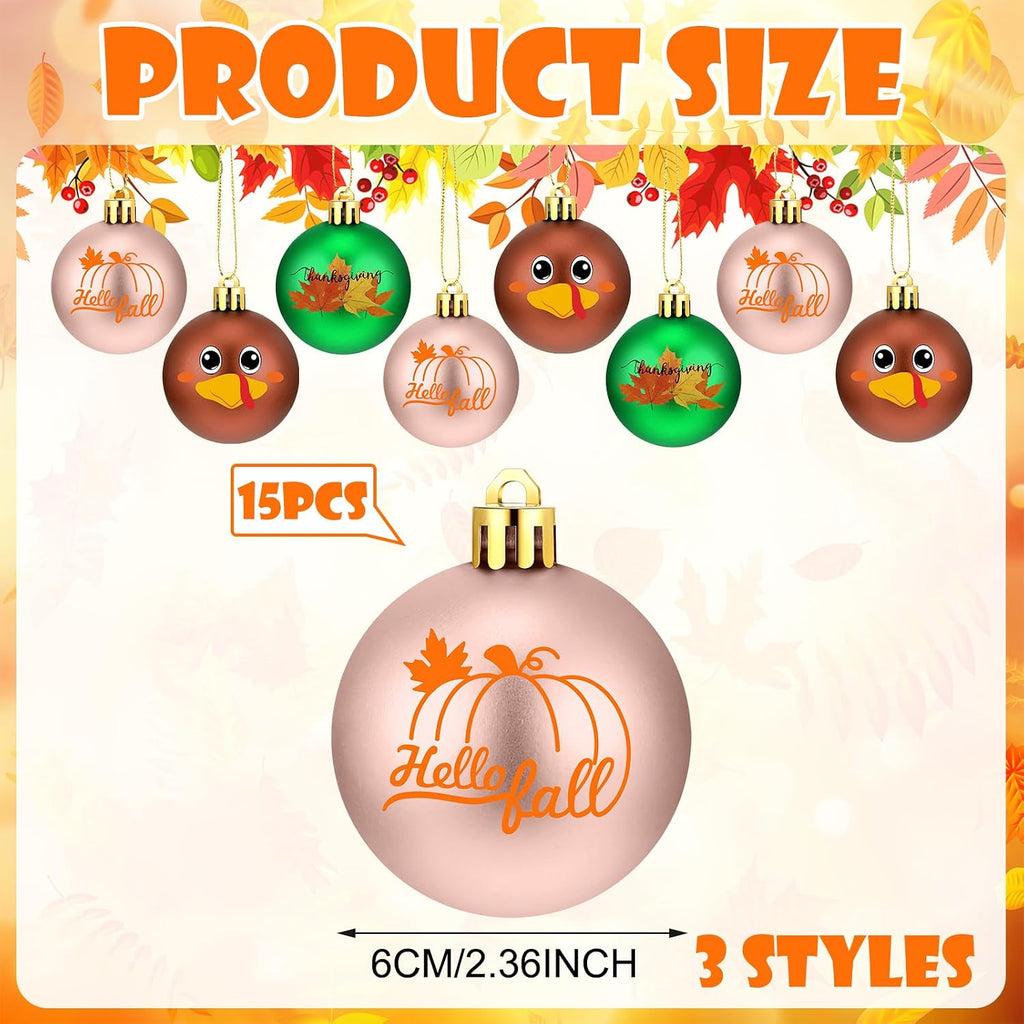 Civaner 15 Pcs Thanksgiving Ball Ornaments for Tree