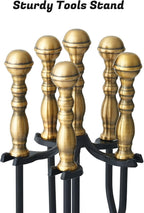 Lichamp Fireplace Tools Set, Retro Gold Handle