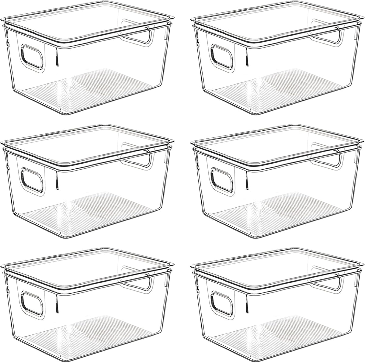 Clear Plastic Storage Bins with Lids, Perfect for Kitchen Organization or Pantry Organization and Storage, Stackable Fridge Organizer Bins, Storage Containers for Organizing, Cabinet Organizers