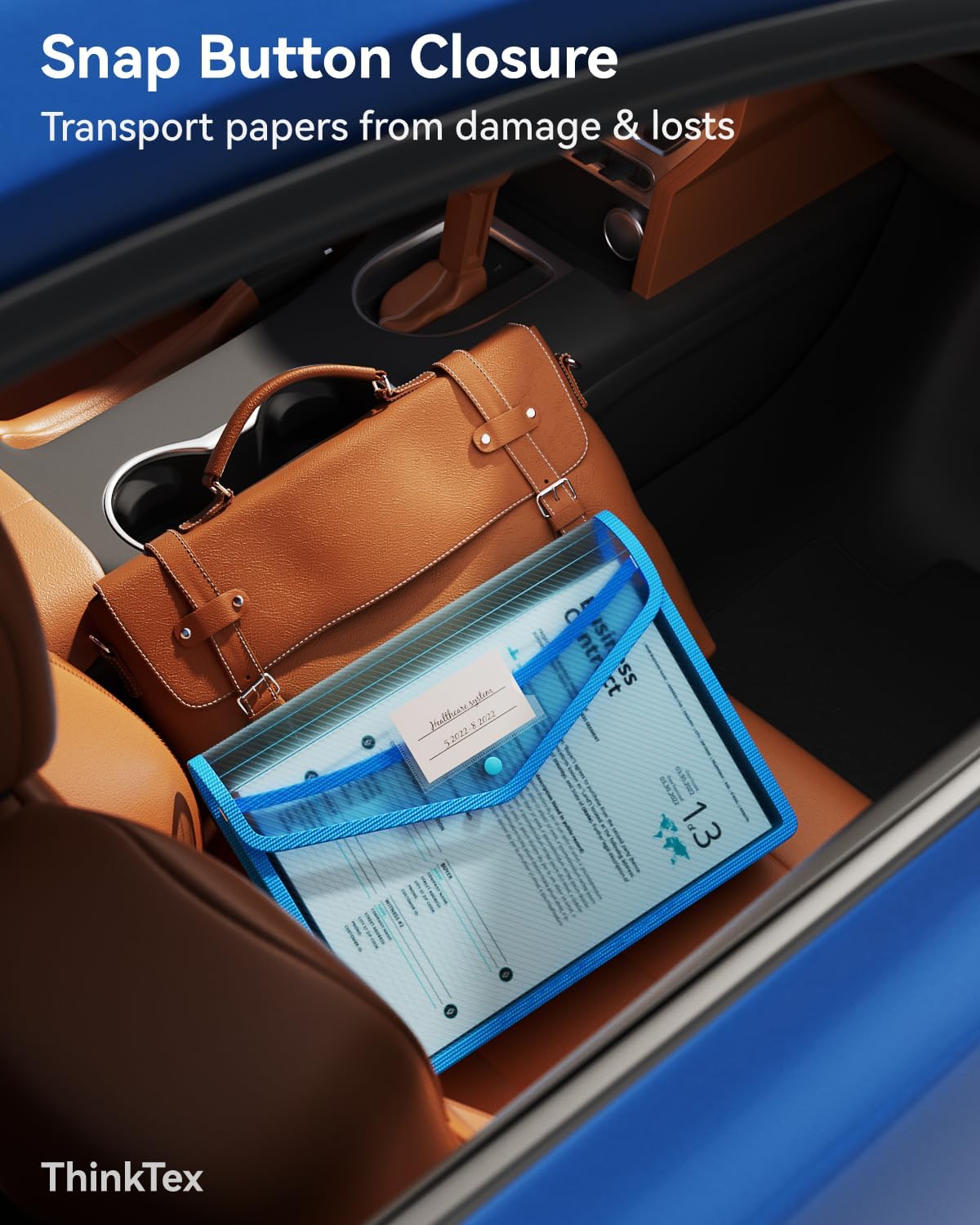 ThinkTex Plastic Expanding File Folder, Transparent Envelopes with Snap