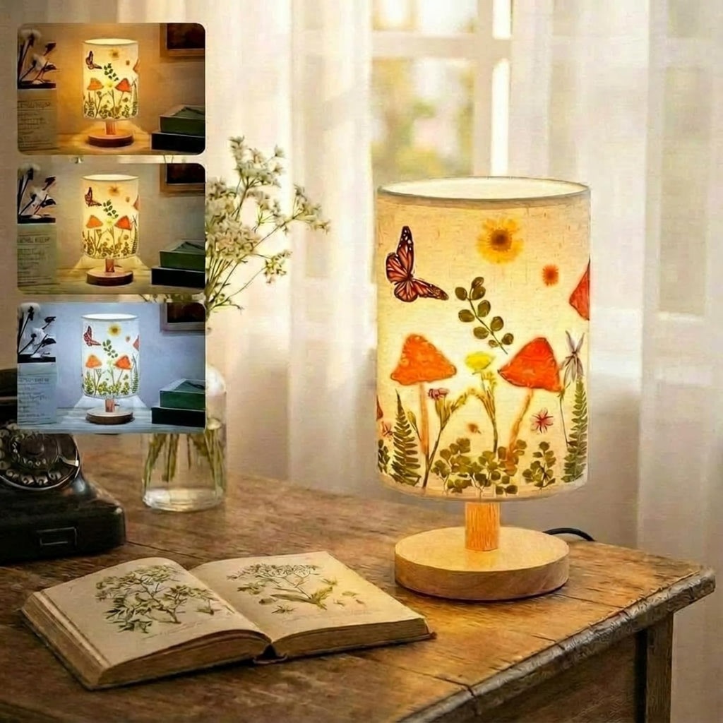 Hortsun Pressed Flower Vintage Table Lamp,Rectangle
