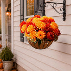 Artificial Fall Flowers Mums Plants for Outdoor, UV Resistant Faux Marigold